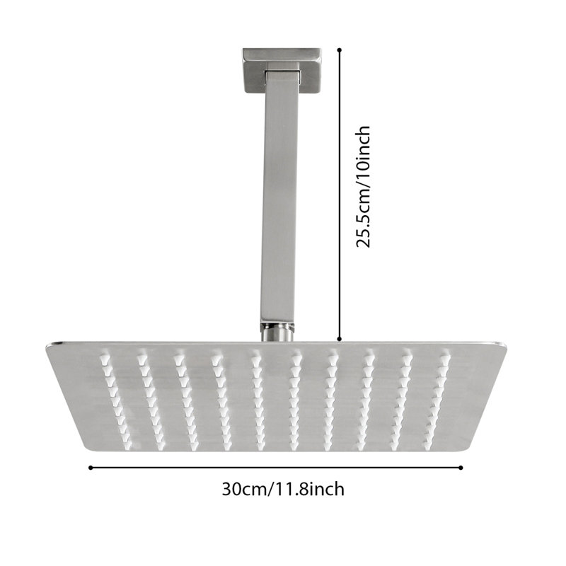 Rain Shower Head High Pressure Rainfall Showerhead Water Saving, Brushed Nickel