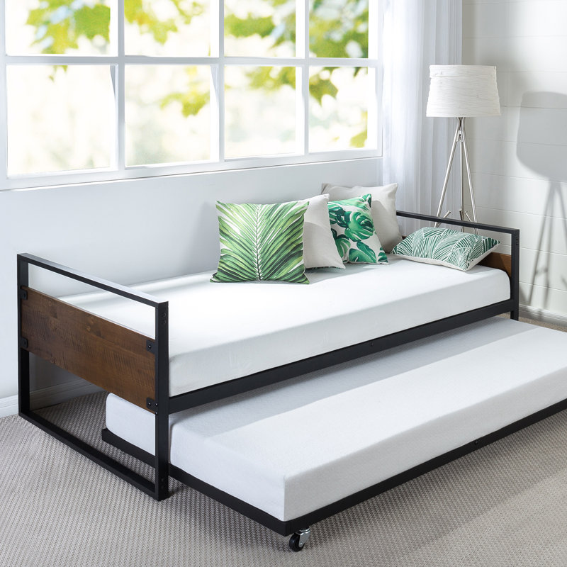 Barrett Metal Daybed with Trundle Pull-Out - Sturdy Black Metal frame - Modern Industrial frame