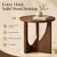 Table de bout ronde 19,7 po 100% bois massif avec base en U, noyer-806267918