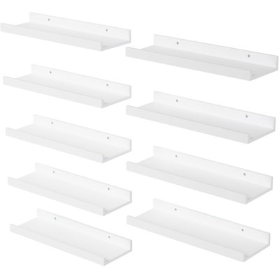 Floating Shelves Set Of 9, Wall Mounted Display Shelves With Lip For Home Decor, Modern Picture Ledge For Living Room, Bedroom, Bathroom, Books, Plants, And Photos
