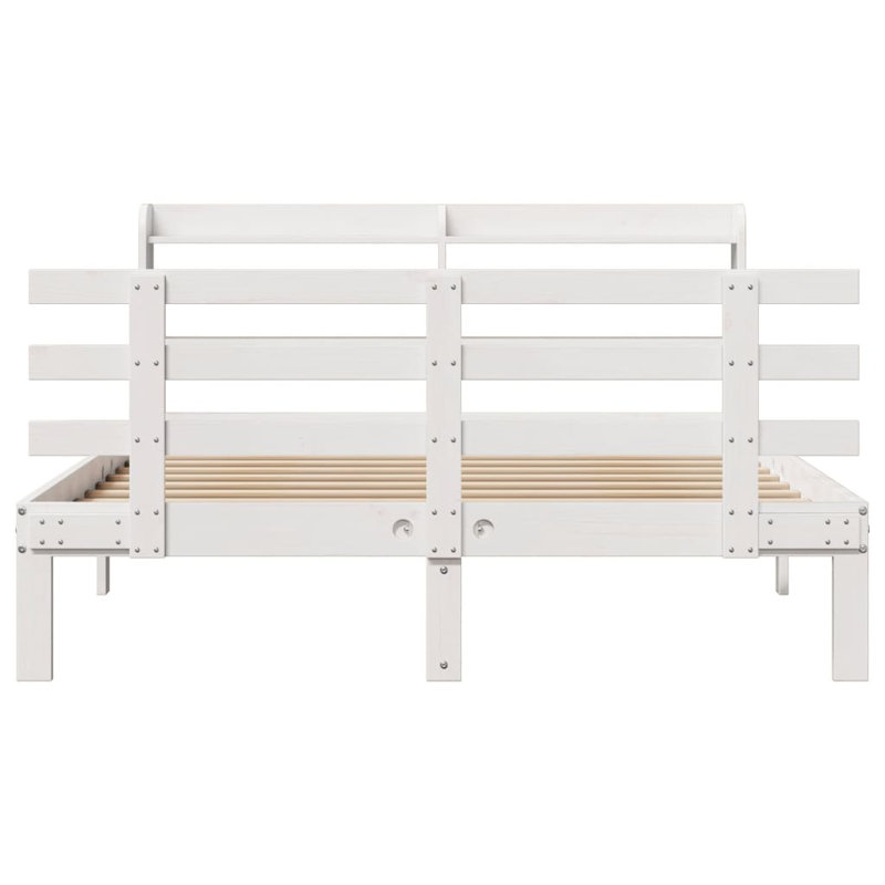 Bed Frame With Headboard Without Mattress, 150 x 208cm, White