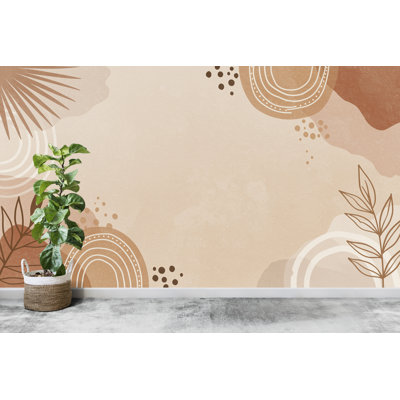 Papier peint abstrait Boho - tons neutres, esthétique minimaliste, murale moderne, terre cuite et beige 615RS (non tissé) RS615