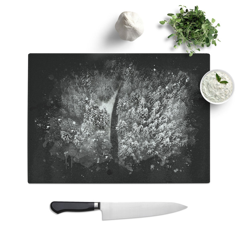 Tempered Glass in a Winter Forest Chopping Board, 28.5 cm x 39 cm