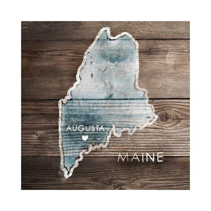Maine Rustic Map - Wrapped Canvas Print, 45.72 cm H x 45.72 cm W x 1.91 cm D