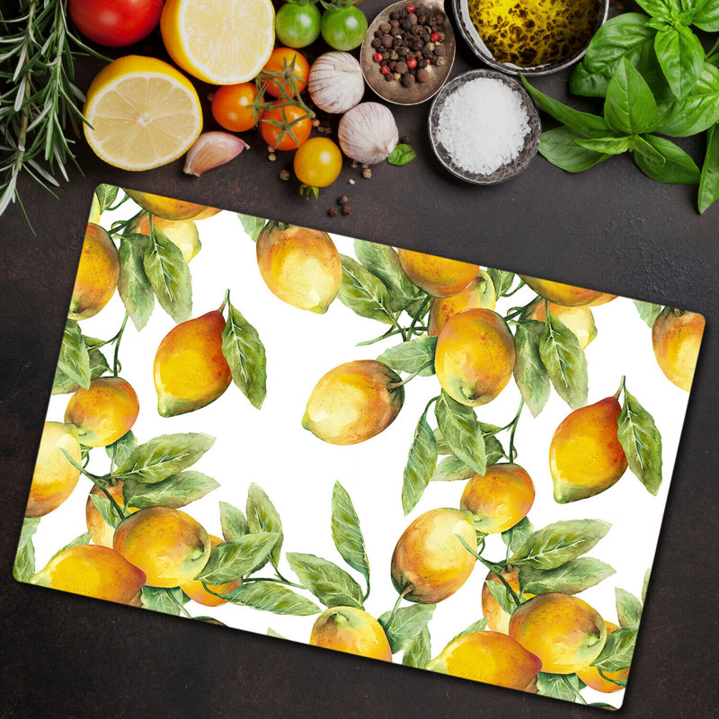 Atlasburg Tempered Glass Lemons Leaf Chopping Board, 52cm x 60cm