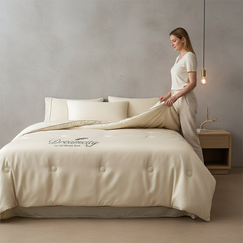 Ensemble de courtepointe Feather, 200x230cm, Khaki