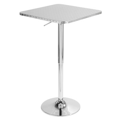 Contemporary Adjustable Square Bar Table in Silver