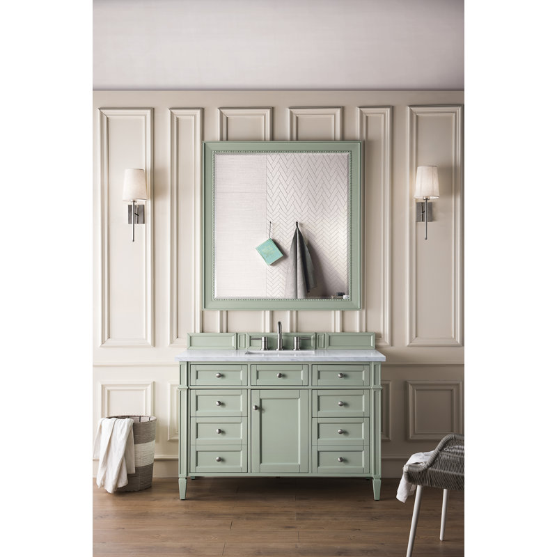 Brittany 48'' W Single Vanity, 8" Widespread, Sage Green, Eternal Jasmine Pearl