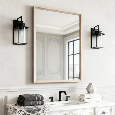 Tempered Glass Wall-Mounted Mirror, Shatter-Resistant Reinforced Design, Vertical/Horizontal Hanging Installation