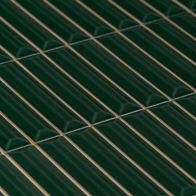 Carreau mural brillant 4 po x 12 po Hashi, Vert