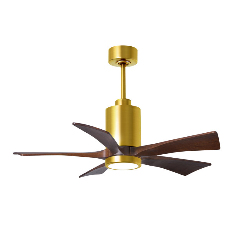 Patricia 42'' Ceiling Fan with LED Lights, Walnut Tone, Brushed Brass