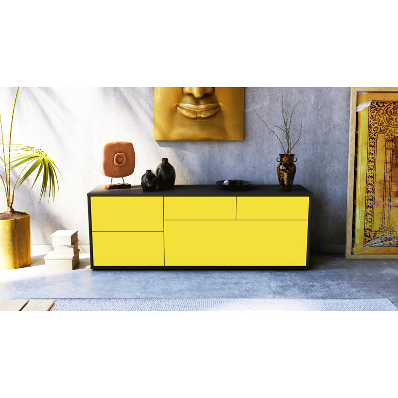 Yarbro Unfinished TV Stand for TVs up to 60", Yellow / Matte Anthracite