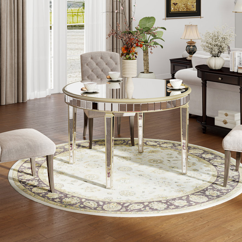 120cm Antique Mirrored Dining Table