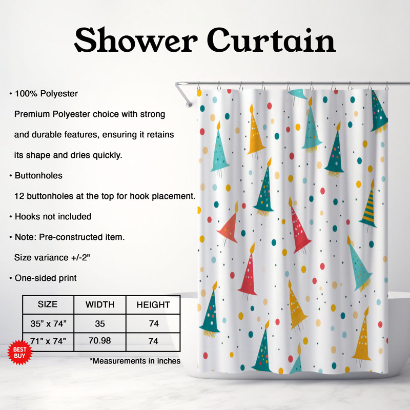 Événement festif - Rideau de douche Premium, H 74 po x l 71 po