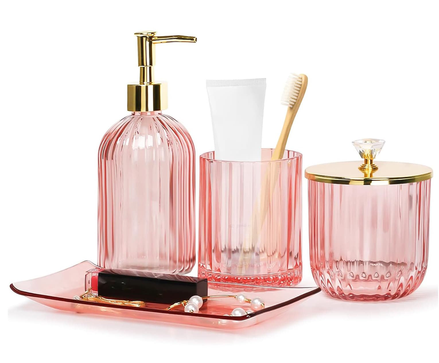 Everly Quinn 4Pcs Pink Bathroom Set Home Essentials Wayfair