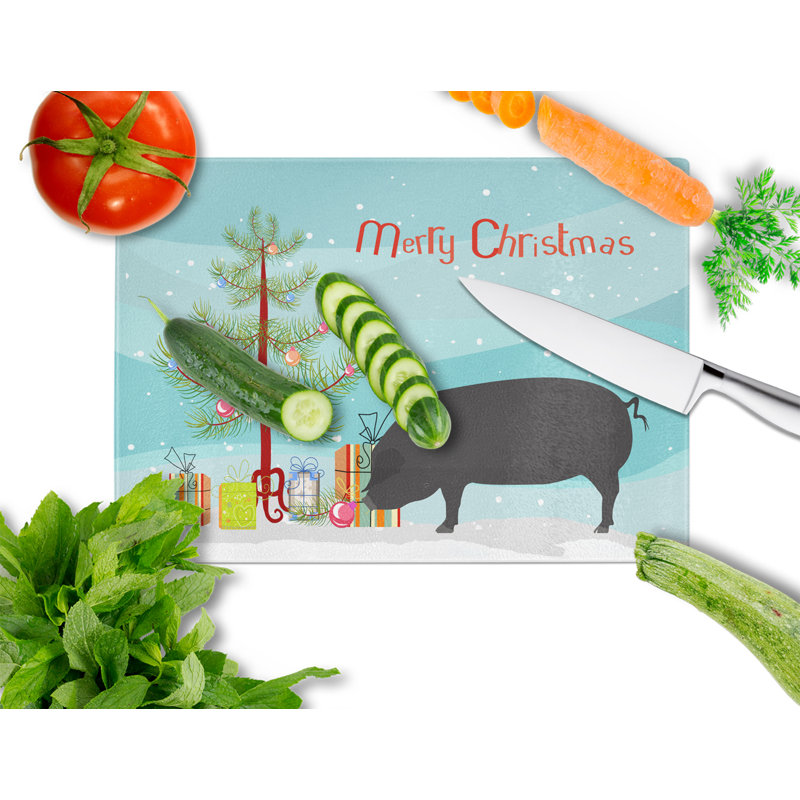 Caroline's Treasures Tempered Glass Devon Large Pig Christmas Cutting Board