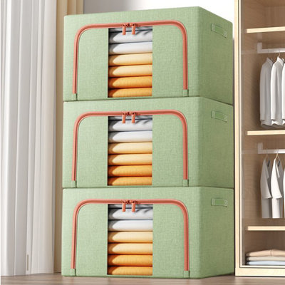 Boîtes de rangement pour vêtements avec cadre en métal (très grand - 105 L)