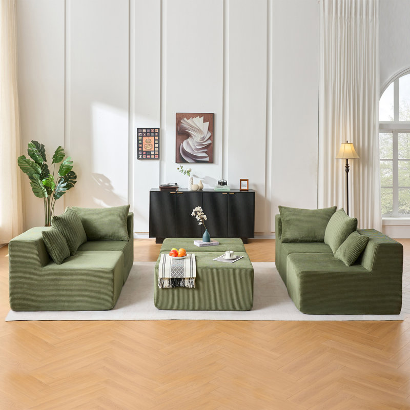 6-Piece Modular U-Shaped Sectional Sofa In Black