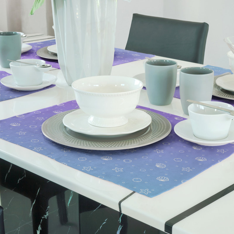 Napperon en coton 18 po Seashell, Mauve / bleu sarcelle