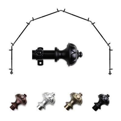 Adjustable 0.81" Bay Window Single Curtain Rod