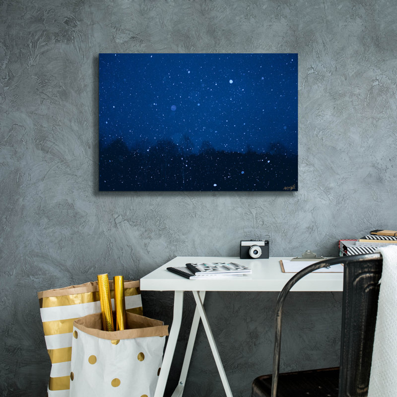  «Blue Night Winter Forest 2» par Life BeautifuLEE, art mural sur toile, 26 po x 18 po, H 18 po x l 26 po