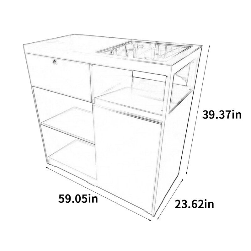 Vitrine simple et moderne, H 39,37 po x l 59,05 po x P 23,62 po