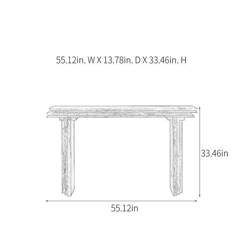 Console Retro Minimalist Art, H 33,46 po x l 55,12 po x P 13,78 po