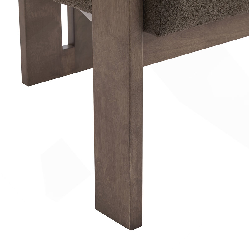 Chaise d'appoint moderne rembourrée avec accoudoirs ronds, Marron foncé