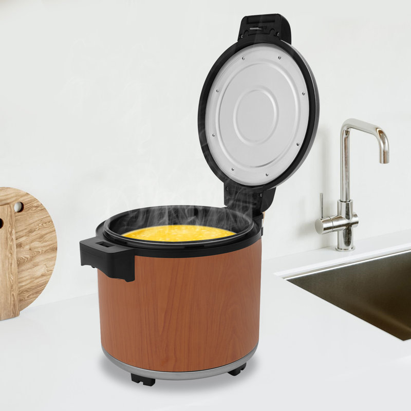 Réchaud à riz commercial en acier inoxydable pour table avec cuillère à riz 6,08 gallons 105 W, Brun