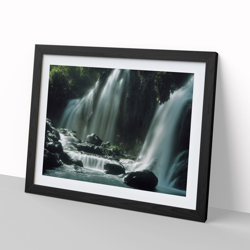 Striking Waterfall - Single Picture Frame Print, Black, 46cm H x 64cm W x 2cm D