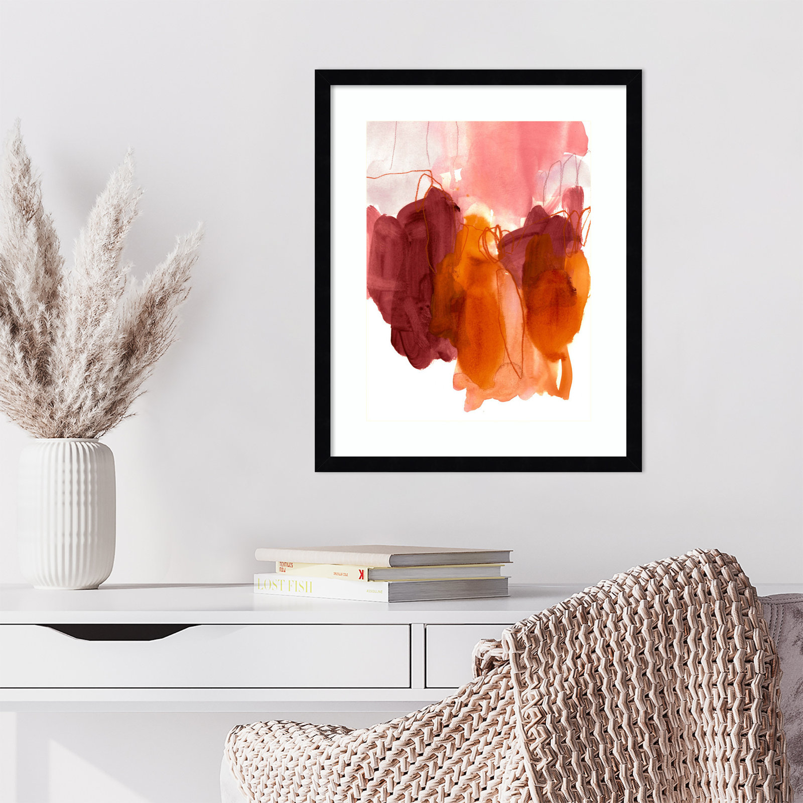 Orelia "Abstract Painting X" Print, Black, 21" H x 17" W