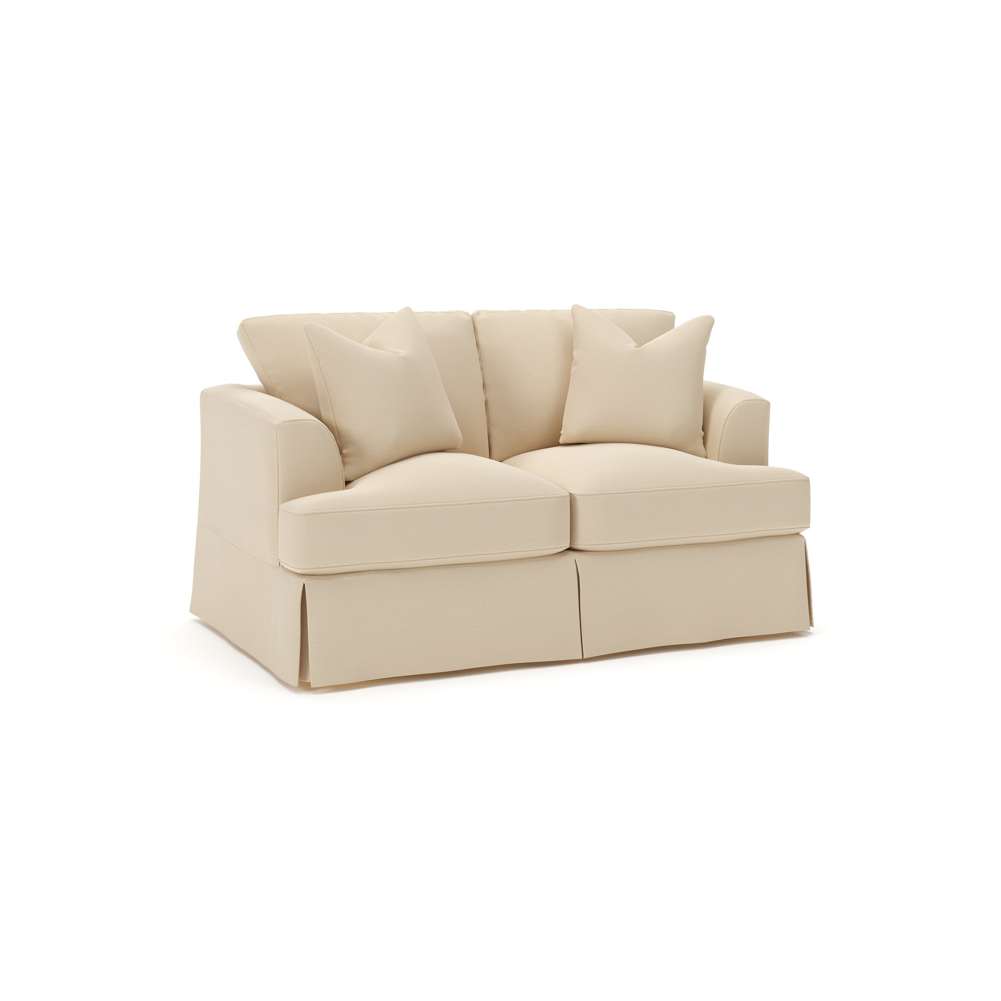Lucia 65.5" Recessed Arm Slipcovered Loveseat, Canvas Flax Sunbrella® Canvas