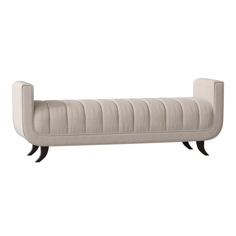 Salon Upholstered Bench, American Walnut, Elise Linen