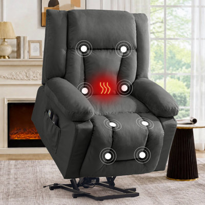 Power Lift Recliner, Oversize Dual Motor Power  Recliner For Adults, Electric Lift Chair With Heating And Massage, Side Pockets