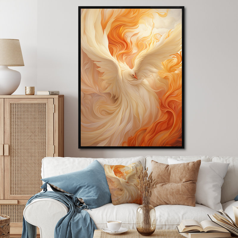 Dimensions infinies du beige et de l'orange - Collages abstraits, Cadre flottant noir, H 20 po x l 12 po x P 1 po