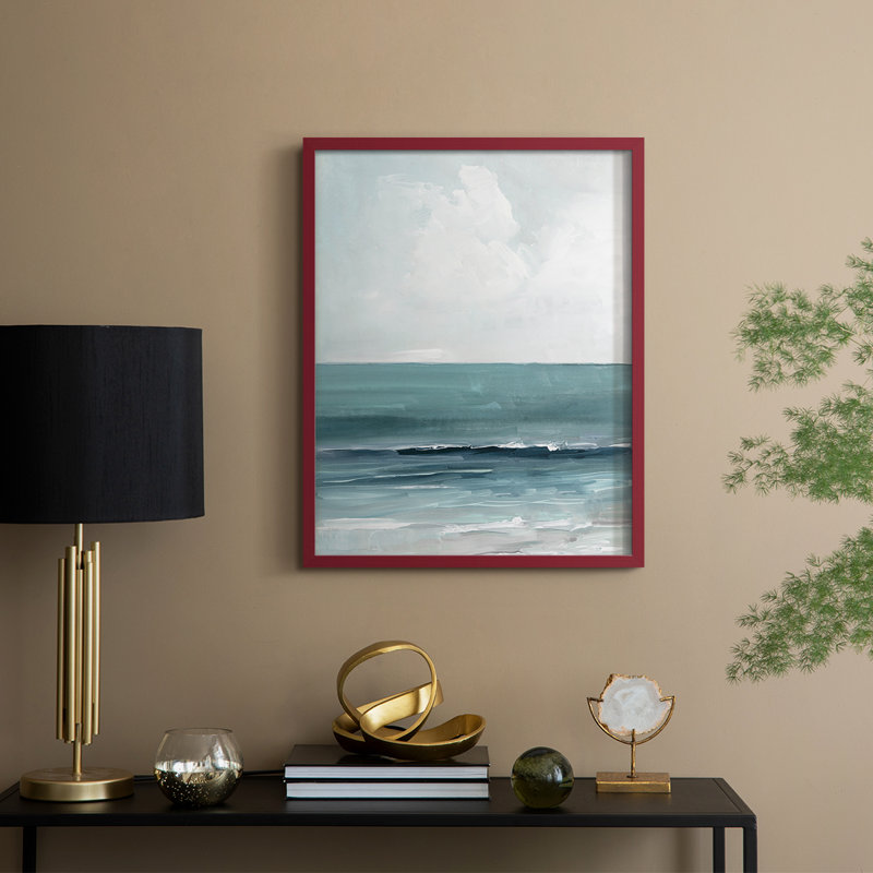 «Teal Seas I», reproduction encadrée - bois massif, H 11 po x l 9 po, Rouge