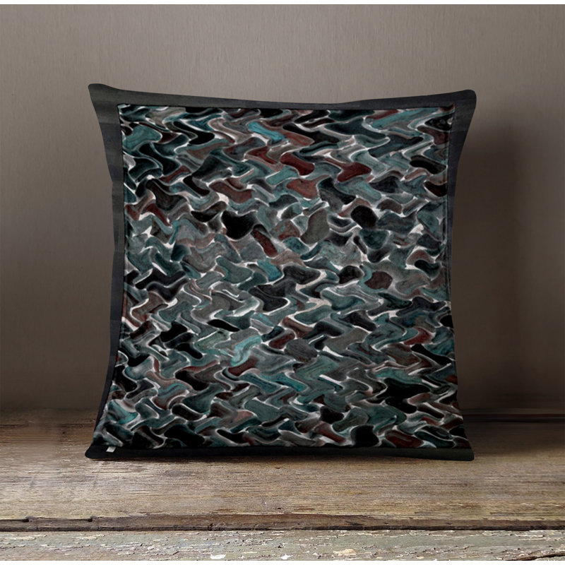 Throw Pillow With Insert, Blue/Black Abstract 2, 18"H x 18"W