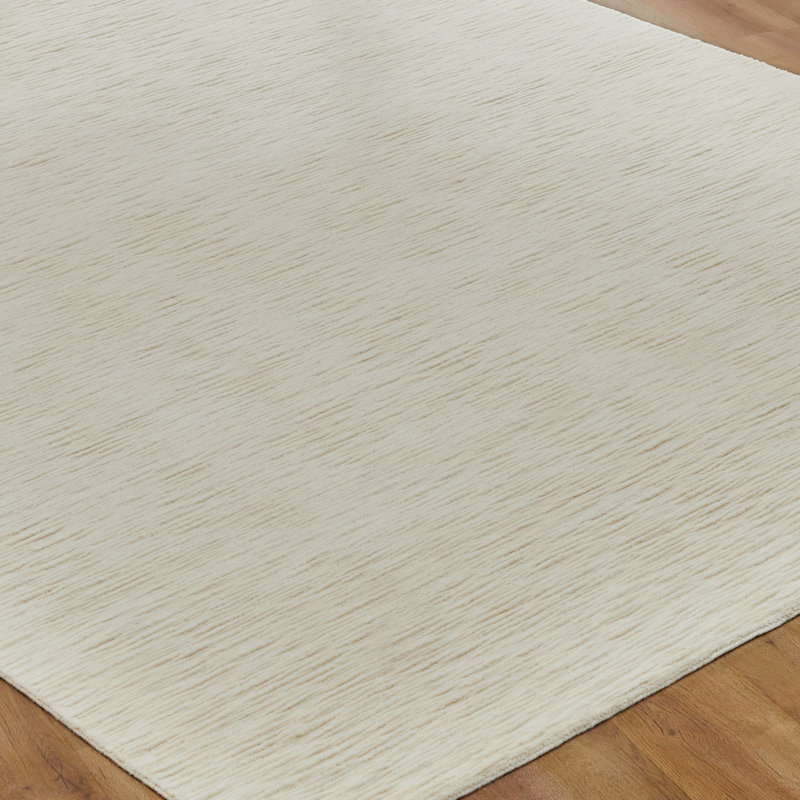 Serenity Sandy Dune Wool Hand Loomed Area Rug, Ivory, Rectangle 7'6" x 9'6"