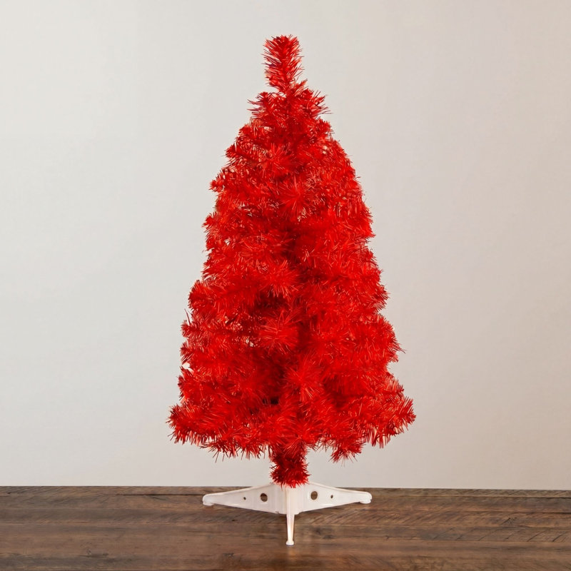 2 pi Arbre de Noël artificiel rouge, 2 pi, Rouge