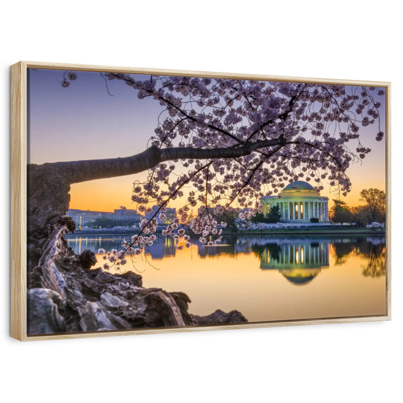 Printemps Washington DC, Cadre flottant en bois naturel, 13 po x 9 po