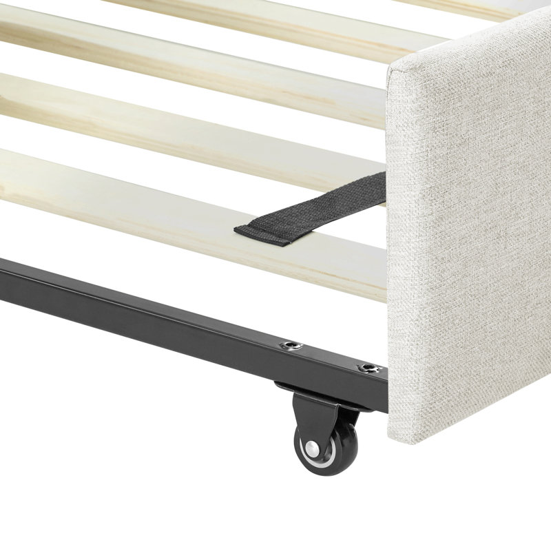 Armie Upholstered Daybed,with Two Drawers Trundle Upholstered Tufted Sofa Bed,Guest Bed, Queen, Beige
