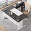 Bureau de direction l 63 po avec classeur pour bureau à domicile, bureau d'ordinateur en L-1247098999