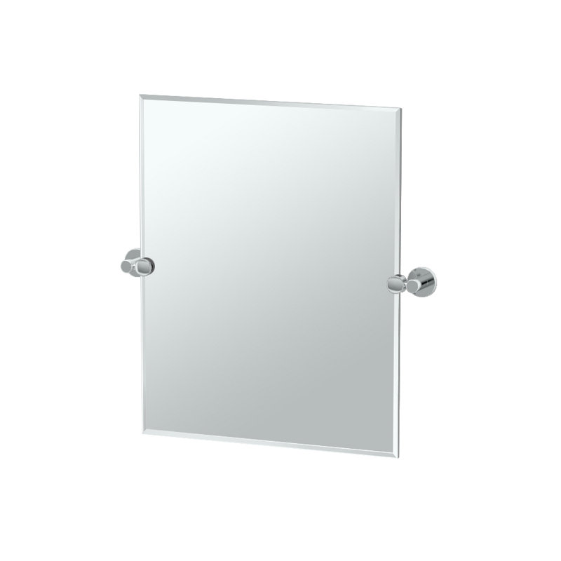 Miroir de salle de bain rectangulaire sans cadre H 24 po Channel | Miroir pivotant et biseauté, Chrome