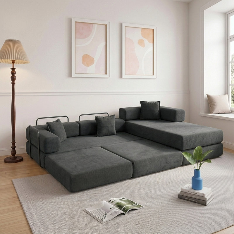 Canapé modulaire 108 po Mid-Century, Gris