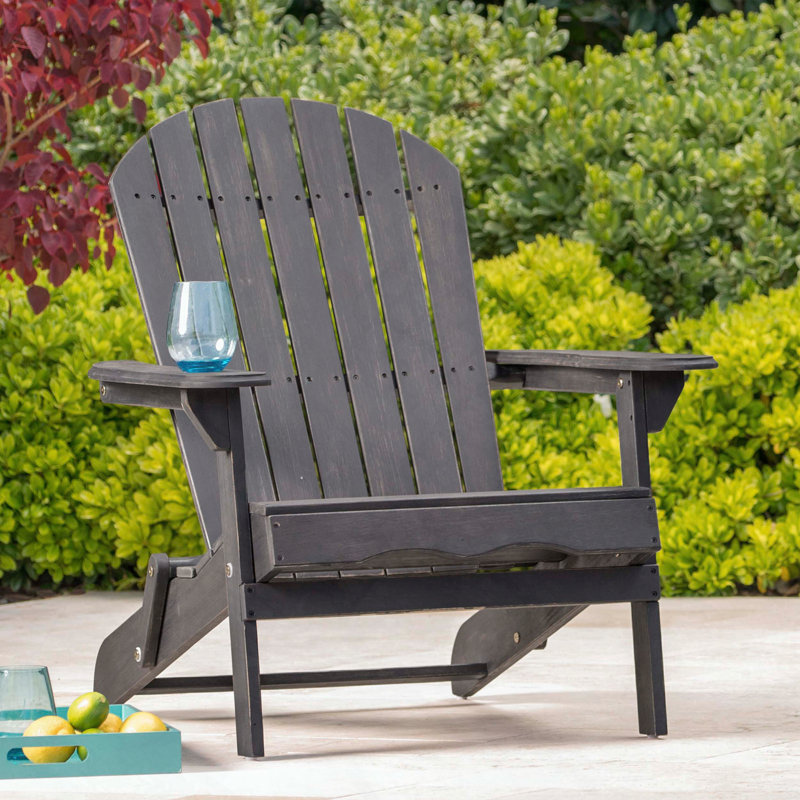 Chaise Adirondack pliable en bois d'acacia, Gris foncé