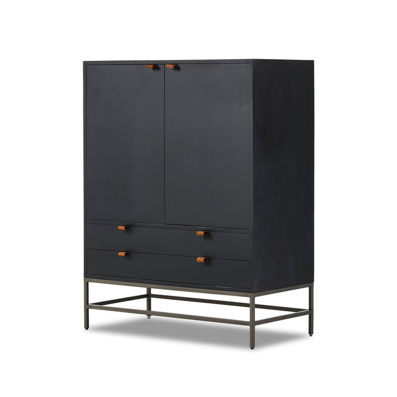 Trey Solid Wood Accent Cabinet, Black Wash Poplar