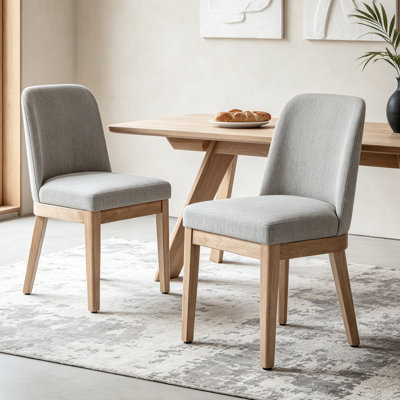 Upholstered Dining Side Chairs With Solid Wood Legs