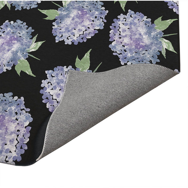 Tapis de bureau antidérapant Hydrangea Love, Gris anthracite, L 84 po x P 60 po
