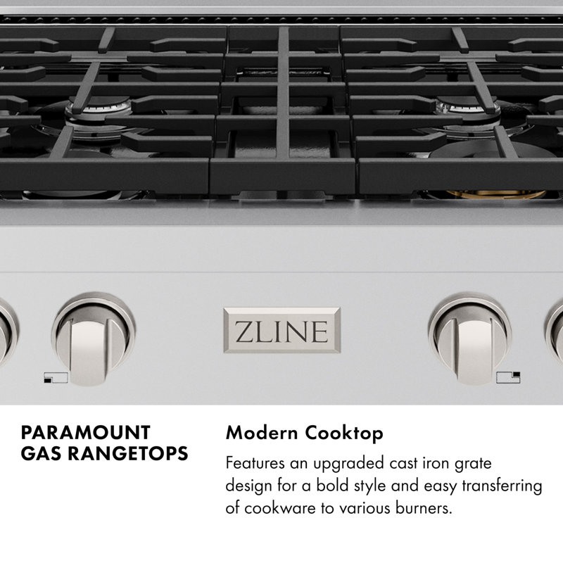ZLINE 30 in. Paramount Gas Rangetop with 4 Burners and Porcelain Cooktop in Stainless Steel, Stainless Steel