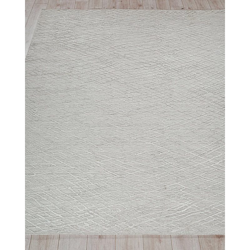 Crescendo Hand Loomed Geometric Area Rug in Silver, Rectangle 10' x 14'